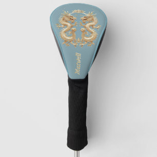 Couvre-club De Golf Dragon à deux têtes bleu moderne