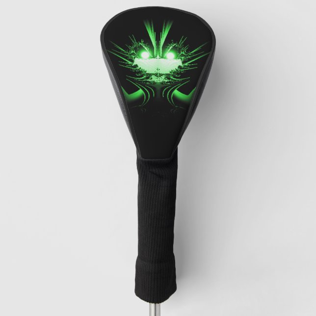 Couvre-club De Golf Dragon Alien vert aux yeux brillants (Devant)