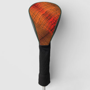 Couvre-club De Golf Dragon en Cuir Orange Lumineux