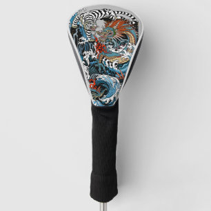 Couvre-club De Golf Dragon et Tigre Blanc. Illustration par Insima