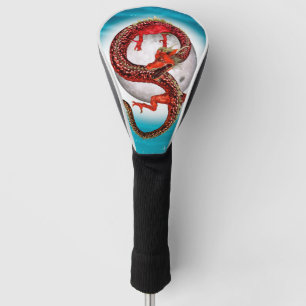 Couvre-club De Golf Dragon Lune Rouge Fantaisie Céleste Artistique