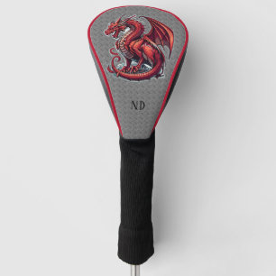 Couvre-club De Golf Dragon Rouge Fierté Sur Plaque Diamant Métal Perso
