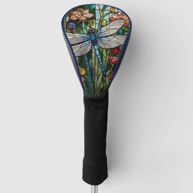 Couvre-club De Golf Dragonfly boho floral botanical stain glass (Devant)