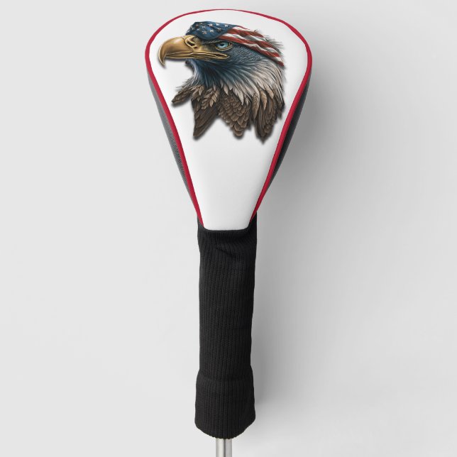 Couvre-club De Golf Drapeau américain d'aigle patriotique 4 juillet (Devant)
