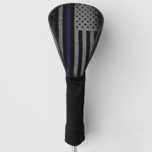 Couvre-club De Golf Drapeau américain de la ligne bleue mince de la p