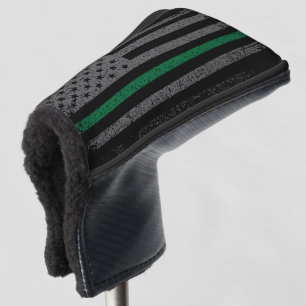 Couvre-club De Golf Drapeau américain de la ligne verte mince