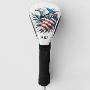 Couvre-club De Golf *~* Drapeau américain .. Initials USA Bald Eagle A