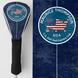 Couvre-club De Golf Drapeau Américain Nom de Club de Golf U.S.A.