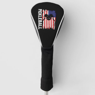 Couvre-club De Golf Drapeau américain Pickleball Lover Paddle