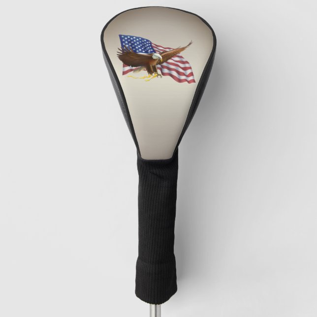 Couvre-club De Golf Drapeau américain rustique de retour et aigle (Devant)