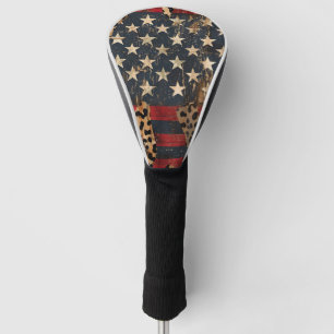 Couvre-club De Golf Drapeau américain rustique imprimé léopard (3)