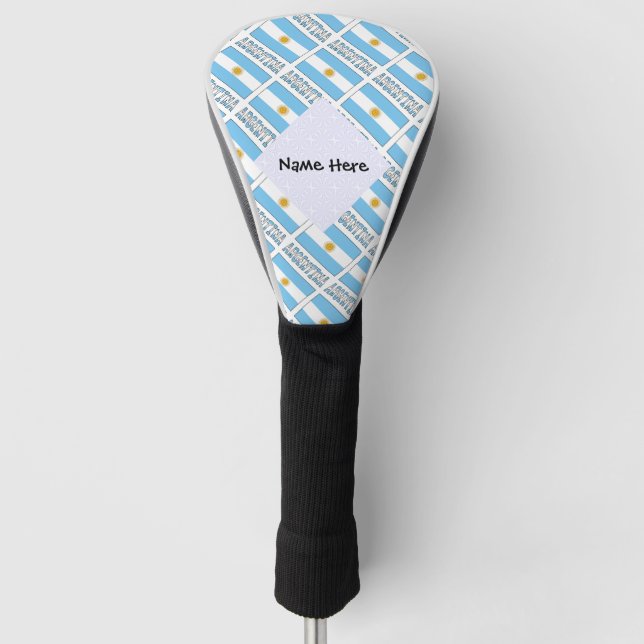 Couvre-club De Golf Drapeau argentin et argentin avec votre nom (Devant)