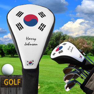 Couvre-club De Golf Drapeau sud-coréen & Clubs de Golf Monogrammes Cou