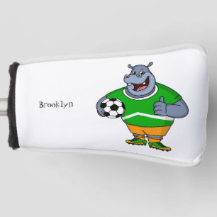 Couvre-club De Golf Drôle de joueur de football hippo dessin humoristi