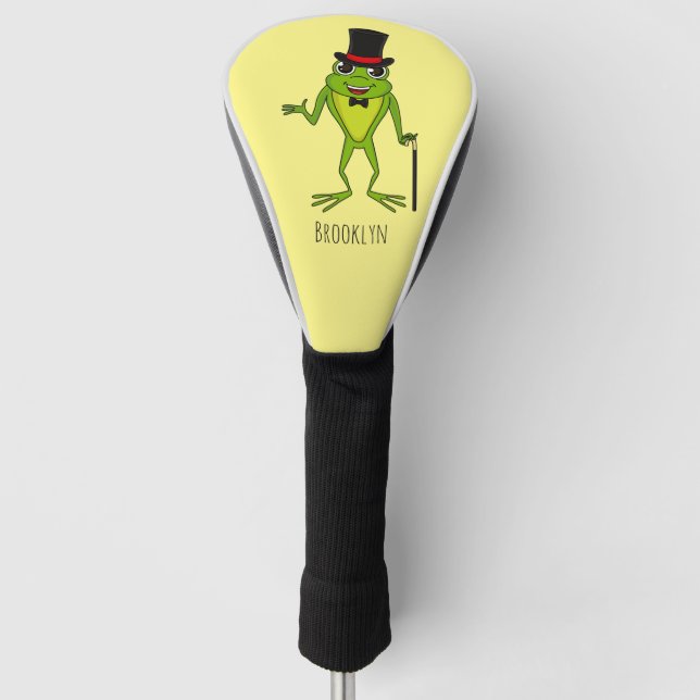 Couvre-club De Golf Drôle grenouille avec chapeau dessus dessin animé (Devant)