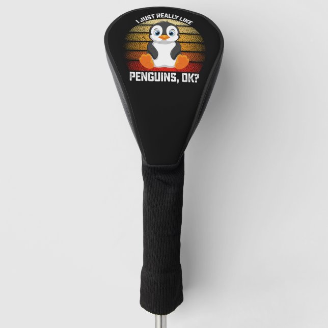 Couvre-club De Golf Drôle J'Aime Vraiment Les Pingouins OK (Devant)