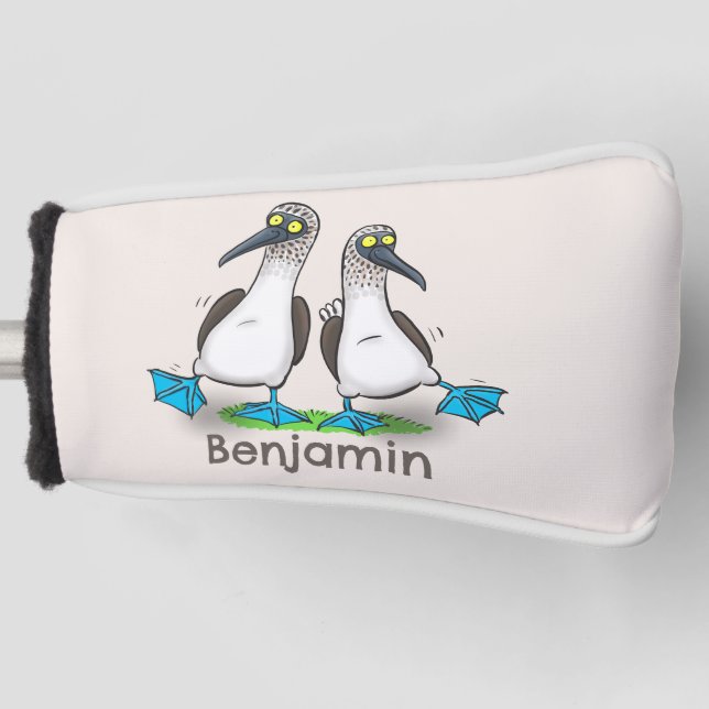 Couvre-club De Golf Drôle, joyeux croquis à pieds bleus dansant dessin (Devant)