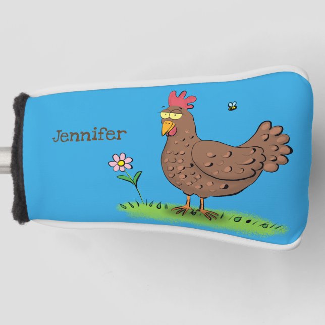 Couvre-club De Golf Drôle poulet rustique whimsical dessin animé (Devant)
