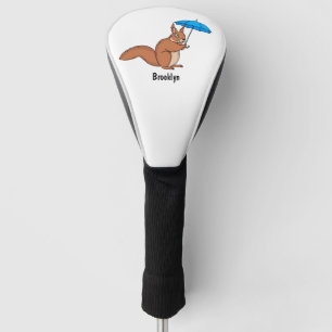 Couvre-club De Golf Écureuil rouge mignon avec dessin animé parapluie