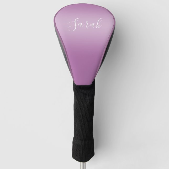 Couvre-club De Golf Editable Soft Mauve Ombre & White Text Script (Devant)