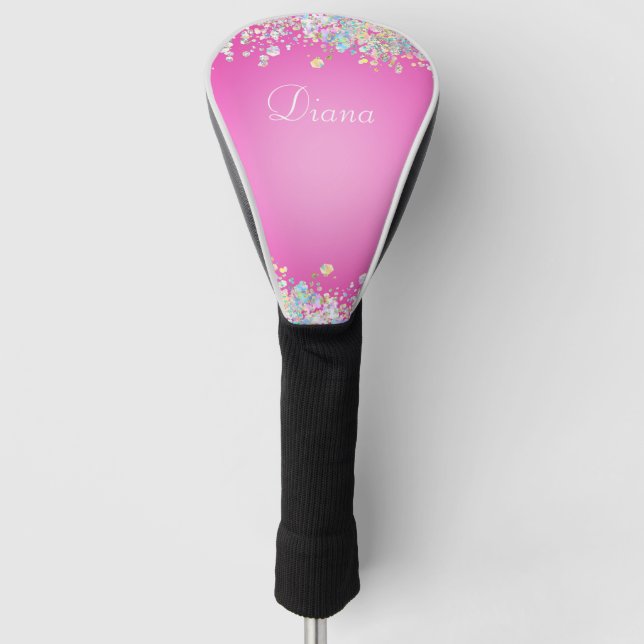 Couvre-club De Golf Effet de Parties scintillant rose (Devant)