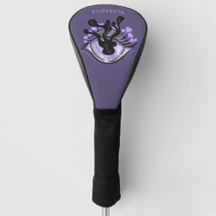 Couvre-club De Golf Éffrayant Gothique Violet Oeil Halloween Art