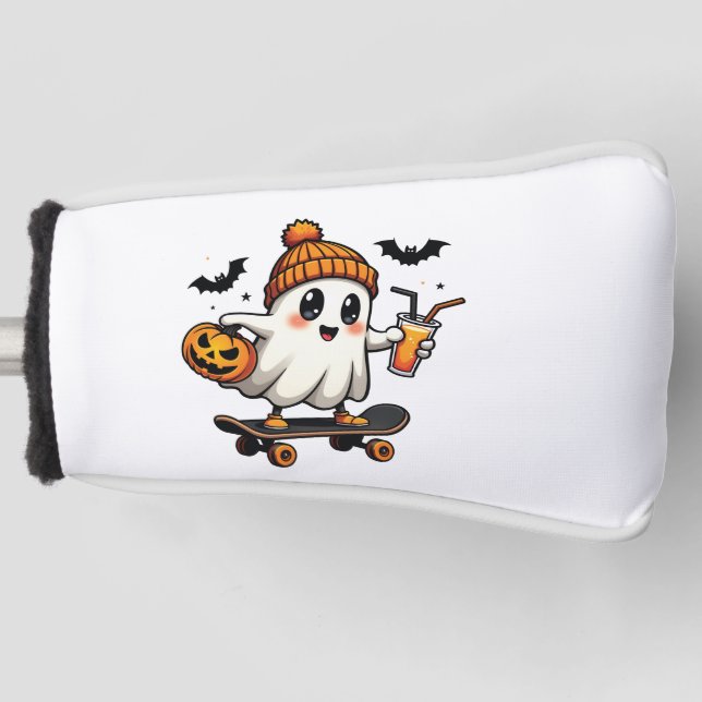 Couvre-club De Golf Éffrayant Halloween Patinage Citrouille Fantôme ép (Devant)
