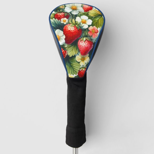 Couvre-club De Golf Elégant élégant Patch fraise Fleurs marguerites (Devant)