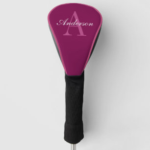 Couvre-club De Golf Élégant Magenta Rouge, rose & blanc Nom & Monogram