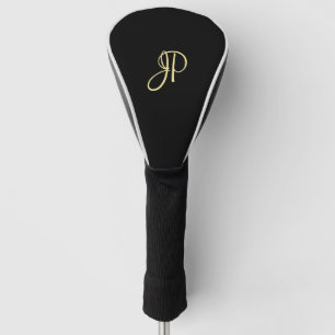 Couvre-club De Golf Élégant Modèle noir personnalisé Monogramme or