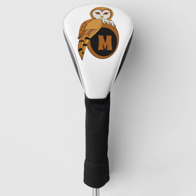 Couvre-club De Golf Élégant monogramme de Chouette d'Écorce (Devant)