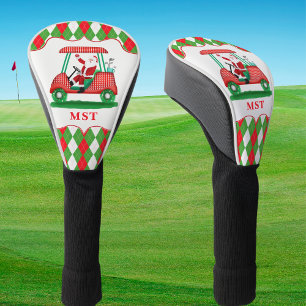 Couvre-club De Golf Élégant Monogramme de Noël de golf Père Noël