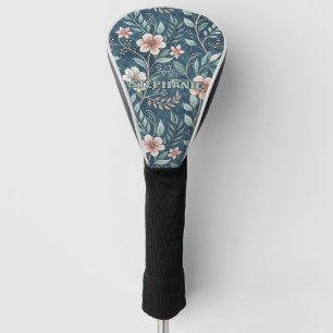 Couvre-club De Golf Élégant motif floral avec fleurs rose et crème