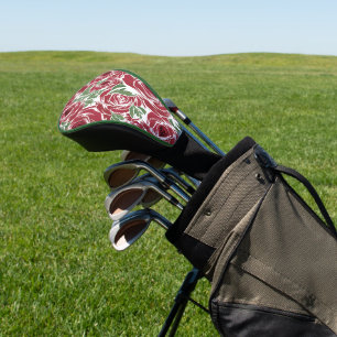 Couvre-club De Golf Elégant Motif Rose Vintage - Rouge & Vert Floral