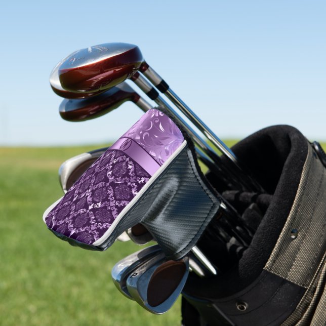 Couvre-club De Golf Élégant Noir Et Métallurgique Violet Damas & Dente (In Situ)