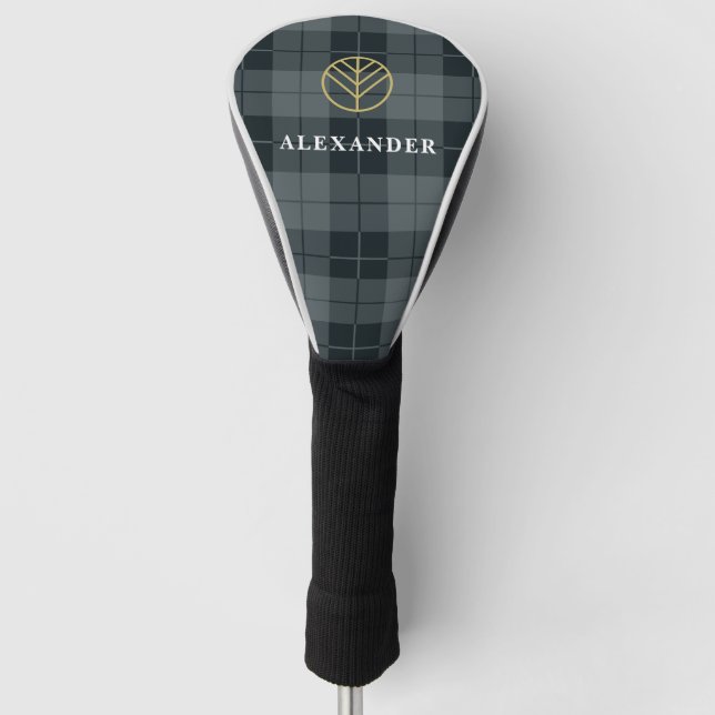 Couvre-club De Golf Élégant tatan noir et or monogrammé (Devant)