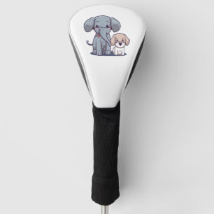 Couvre-club De Golf Eléphant mignon et chien