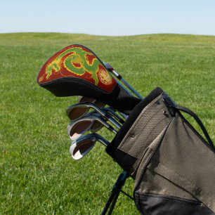 Couvre-club De Golf Emerald Green et Gold Dragon Lucky Lunky Nouvel An