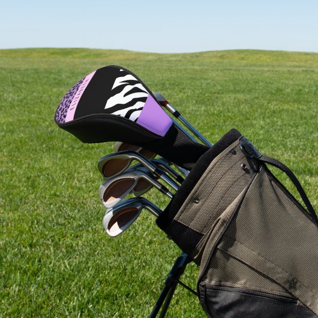 Couvre-club De Golf Empreinte de léopard, Zebra Print, Purple, Votre n (In Situ)