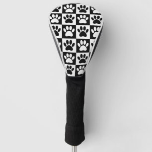Couvre-club De Golf Empreintes de pattes de chien noir et blanc en car