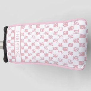 Couvre-club De Golf En vichy Rose et blanc Dames Golf Tête Couverture