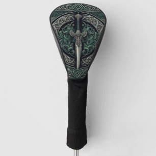 Couvre-club De Golf Épée Celtique verte et argentée