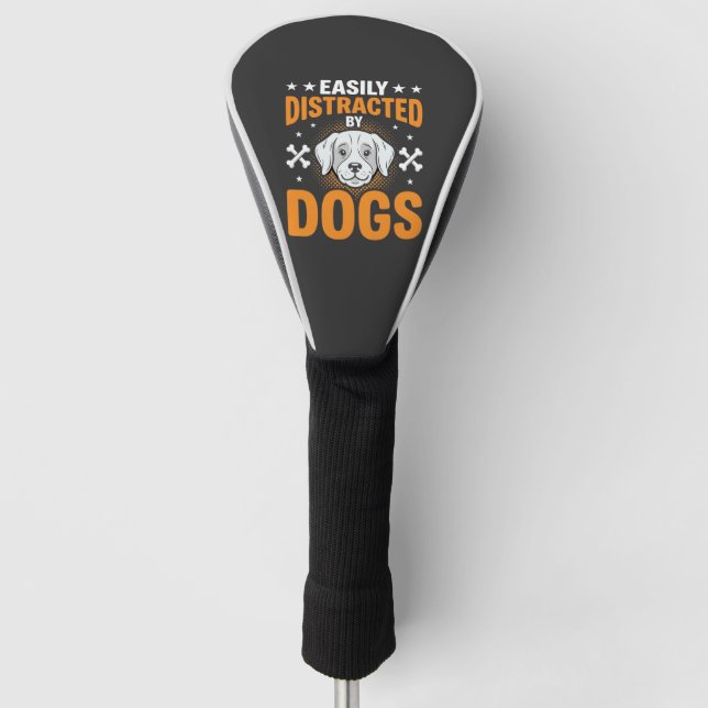 Couvre-club De Golf Facilement Distrait Par Les Chiens (Devant)