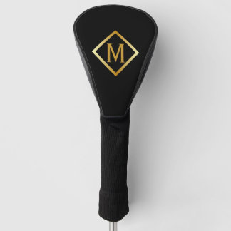 Couvre-club De Golf Faux Monogramme Or – Noir & Or