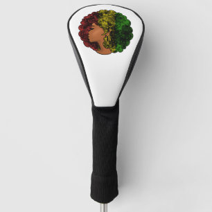 Couvre-club De Golf Femme noire rasta afro rouge jaune vert 