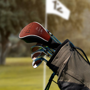 Couvre-club De Golf Fête des pères Aimez-vous papa cuir marron vintage