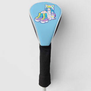 Couvre-club De Golf Fille aux oreilles de chat étoile arc-en-ciel Kawa