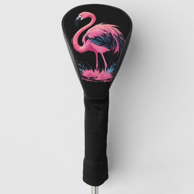 Couvre-club De Golf Flamant rose rose blanc artistique (Devant)