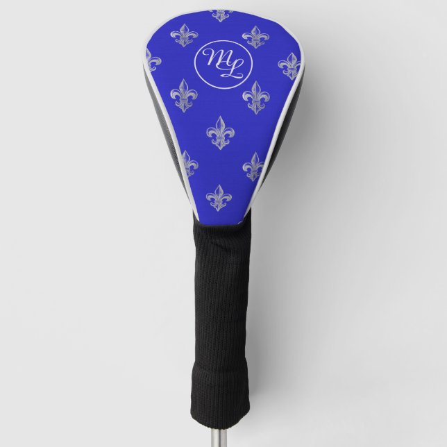 Couvre-club De Golf Fleur de Lis bleu royal Prépa personnalisé (Devant)