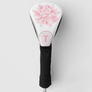 Couvre-club De Golf Fleur de Lotus rose sur Monogramme blanc